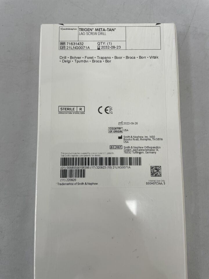 71631432 - SMITH & NEPHEW - trigen meta-tan lag screw drill, (BX/1) - ( Expiry Date: 2032-09-23 )
