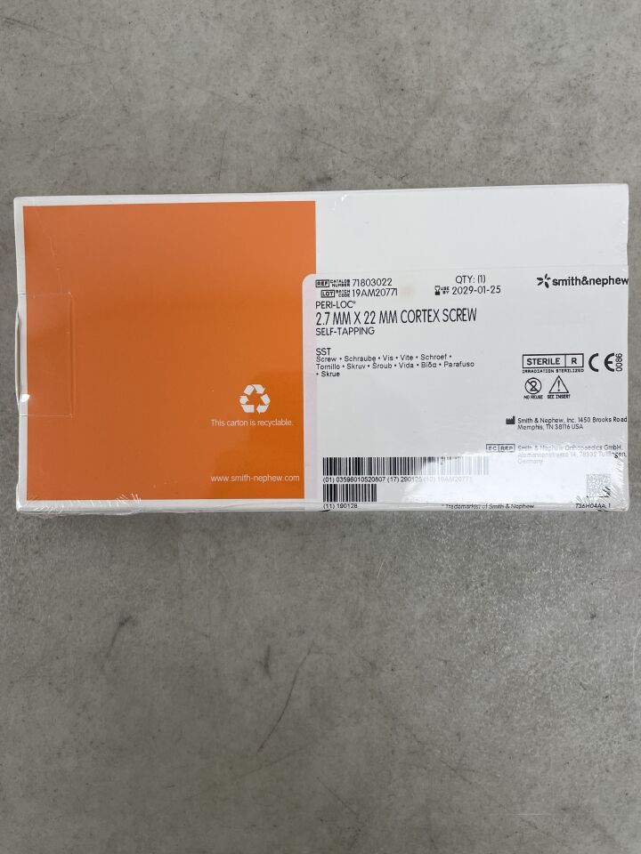 71803022 - SMITH & NEPHEW - Peri-Loc 2.7MM SELF-TAPPING CORTEX SCREW, 22MM, (BX/1) - ( Expiry Date: 2029-01-25 )