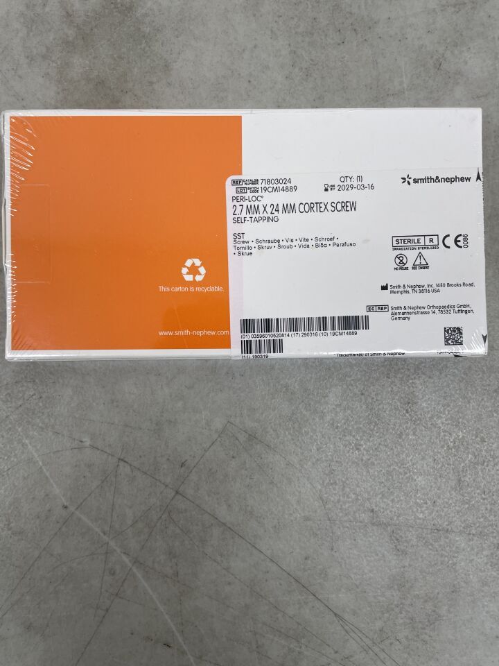 71803024 - SMITH & NEPHEW - Peri-Loc 2.7MM SELF-TAPPING CORTEX SCREW, 24MM, (BX/1)