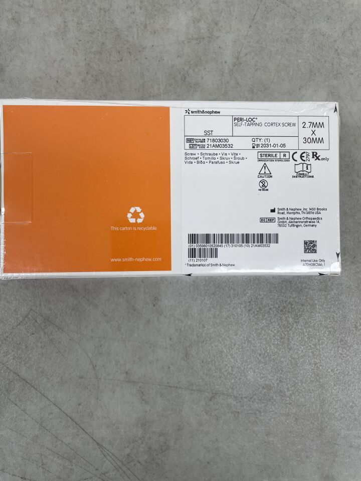 71803030 - SMITH & NEPHEW - Peri-Loc 2.7MM SELF-TAPPING CORTEX SCREW, 30MM, (BX/1) - ( Expiry Date: 2031-01-05 )