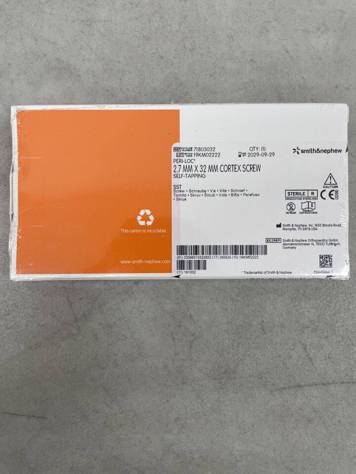 71803032 - SMITH & NEPHEW - Peri-Loc 2.7MM SELF-TAPPING CORTEX SCREW, 32MM, (BX/1)