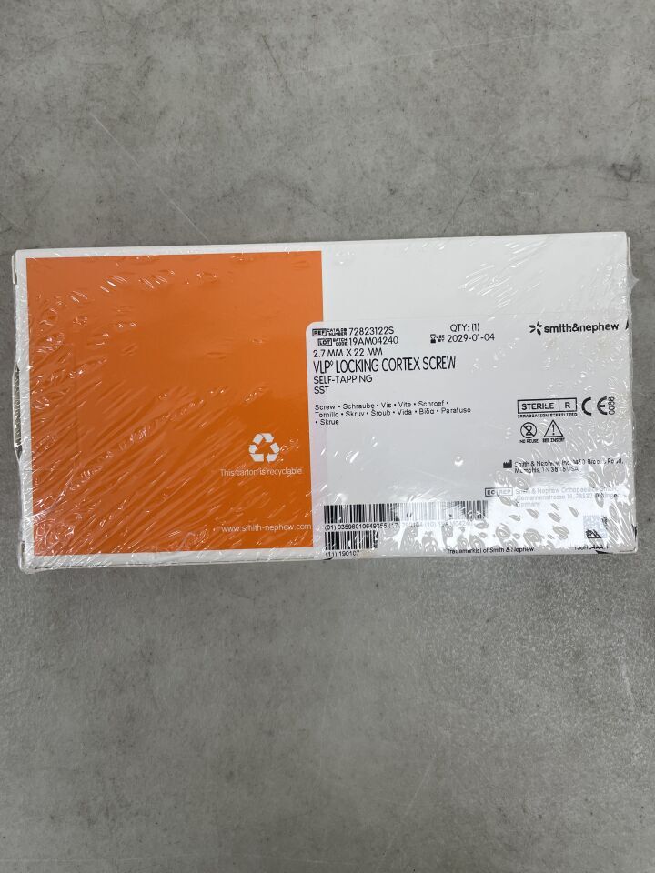 72823122S - SMITH & NEPHEW - vlp foot 2.7mm self-tapping locking cortex screw, 22mm, (BX/1) - ( Expiry Date: 2029-01-04 )