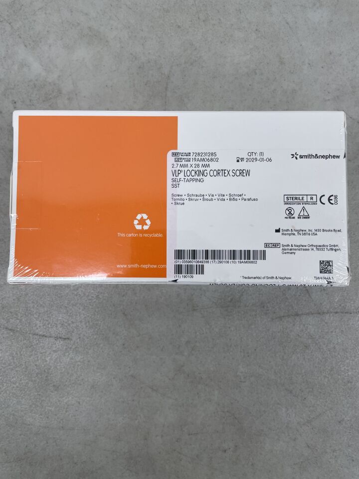 72823128S - SMITH & NEPHEW - vlp foot 2.7mm self-tapping locking cortex screw, 28mm, (BX/1) - ( Expiry Date: 2029-01-06 )