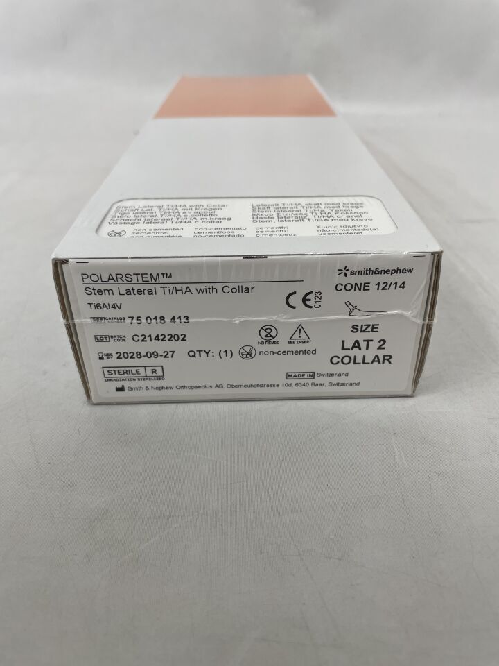 75018413 - SMITH & NEPHEW - POLARSTEM, LATERAL STEM with COLLAR, SIZE LAT 2, Cone 12/14, (BX/1) - ( Expiry Date: 2028-09-27 )