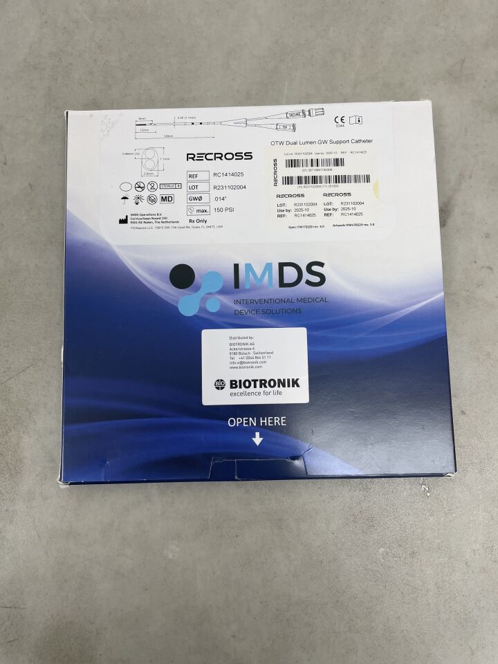 RC1414025 - BIOTRONIK - IMDS Recross OTW Dual Lumen Guidewire Support Catheter 140cm, (BX/1) - ( Expiry Date: 2025-10-31 )