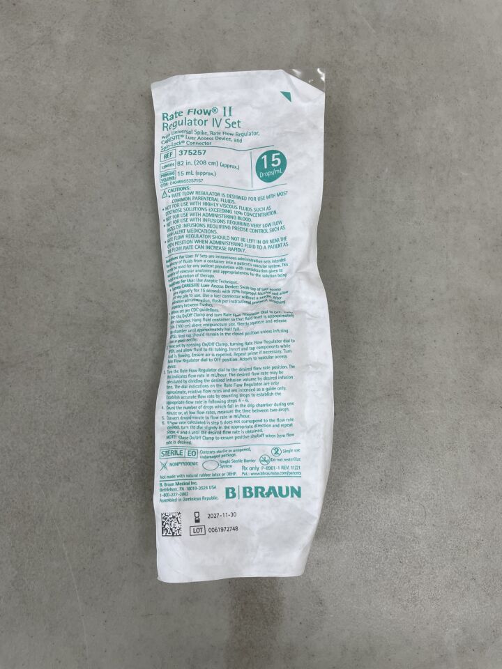 375257 - B BRAUN - Rate Flow II IV Administration Set, 1 Port 82 Inch, (EA) - ( Expiry Date: 2027-11-30 )