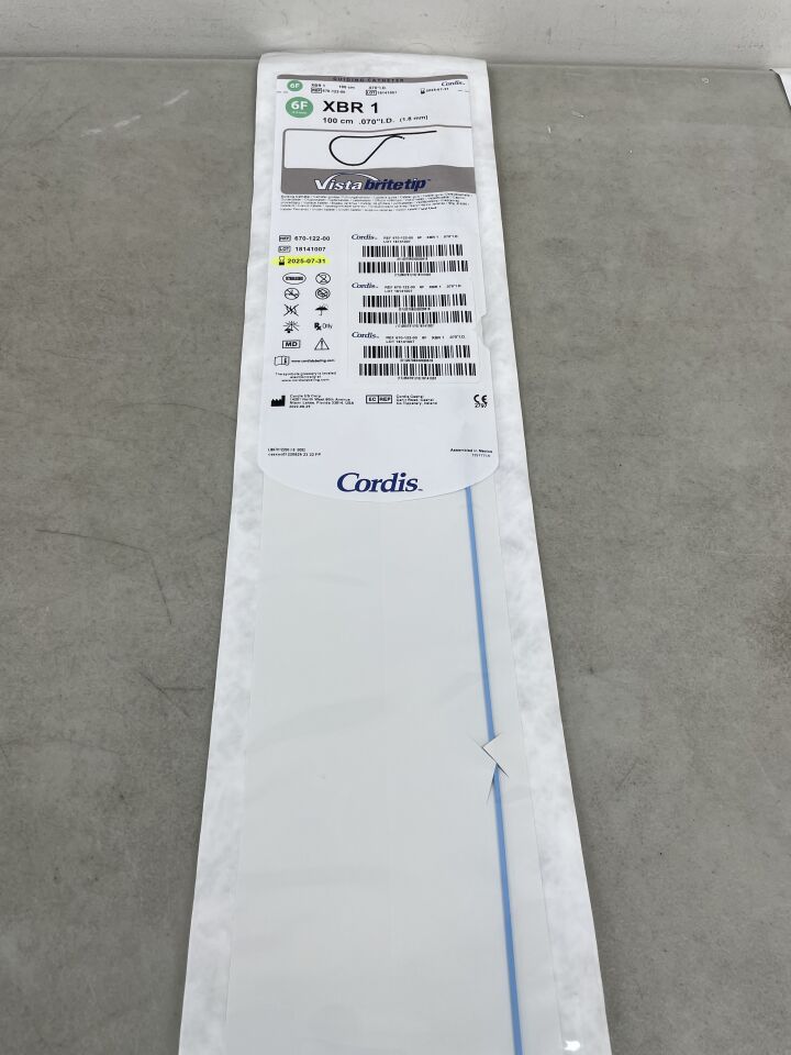 670-122-00 - CORDIS - Vista Brite Tip Guiding Catheter - XBR 1 - 6Fr x .070" x 100cm, (EA) - ( Expiry Date: 2025-07-31 )
