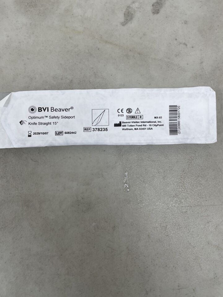 378235 - BVI - Optimum Safety Sideport Knife Straight, 15 Degree, (EA) - ( Expiry Date: 2029-10-07 )