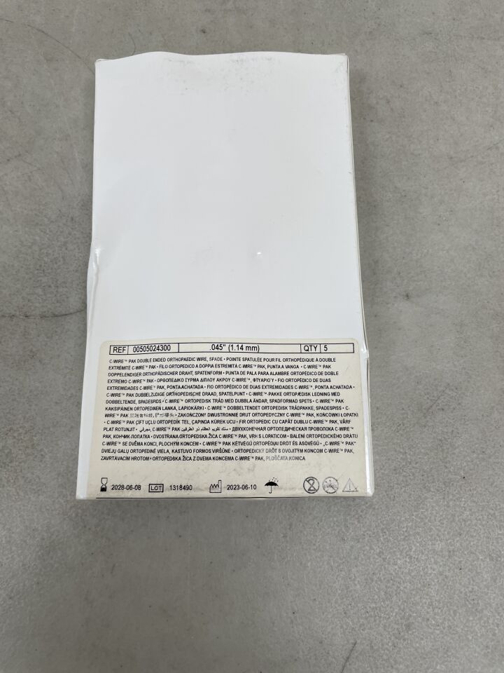 505024300 - CONMED - C-Wire Pak Double-Ended Orthopedic Wire, 0.045 in. Size, 5 in. Length, (BX/5) - ( Expiry Date: 2028-06-08 )