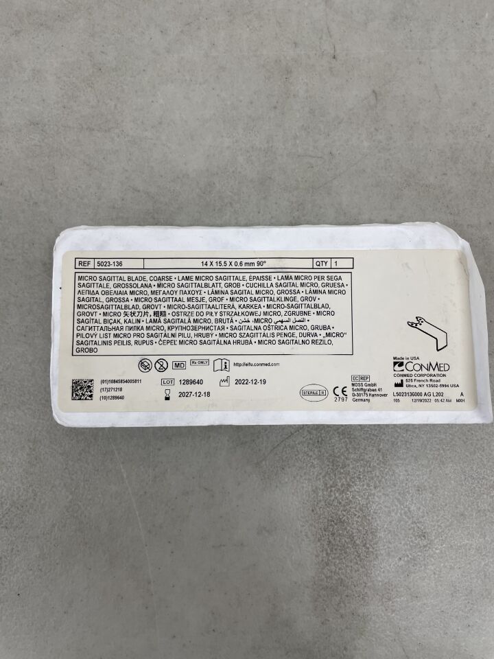 5023-136 - CONMED - Micro Sagittal Blade, Coarse, (EA) - ( Expiry Date: 2027-12-18 )