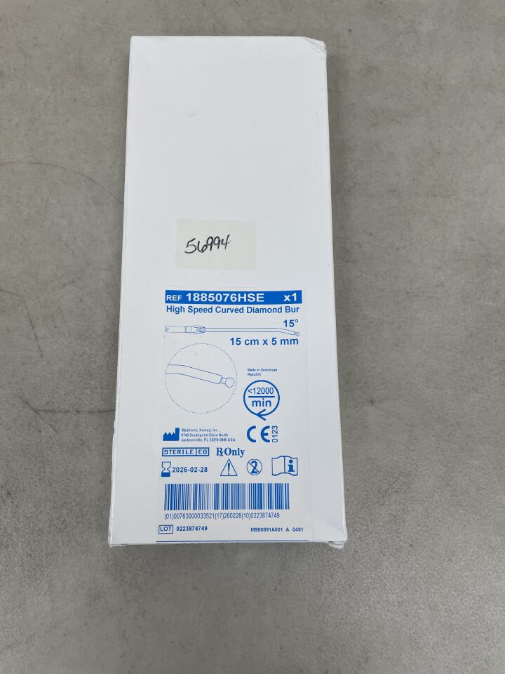 1885076HSE - MEDTRONIC - ASB High-Speed Curved Diamond Bur: 15°, 5mm x 15cm, (BX/1) - ( Expiry Date: 2026-02-28 )
