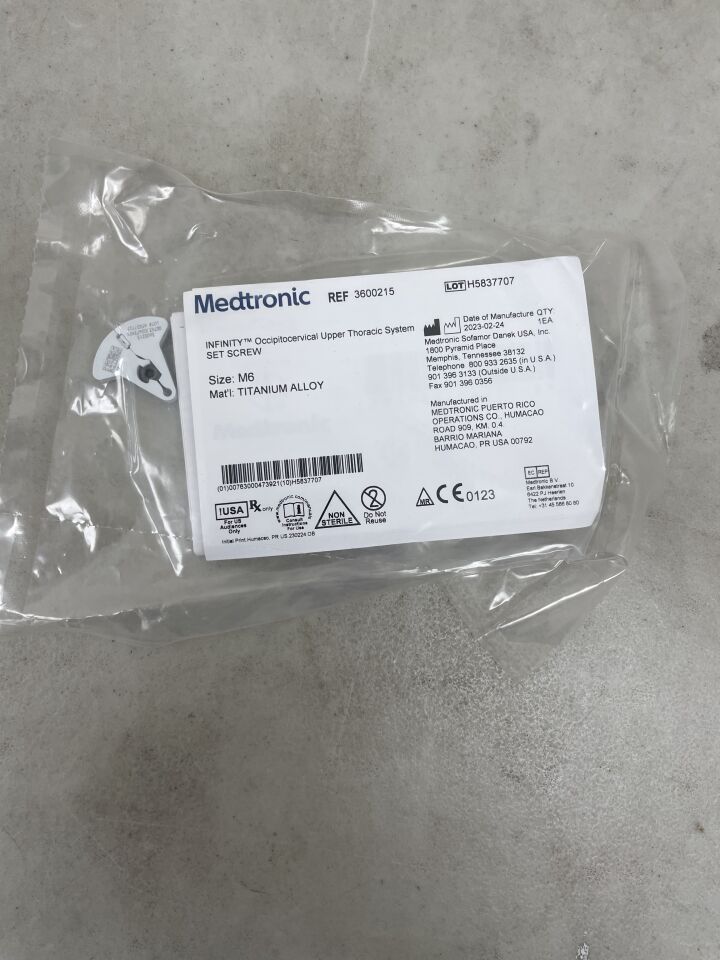 3600215 - MEDTRONIC - INFINITY Occipitocervical Upper Thoracic System Set Screw, Size - M6, (EA) - ( Expiry Date: 2099-12-31 )