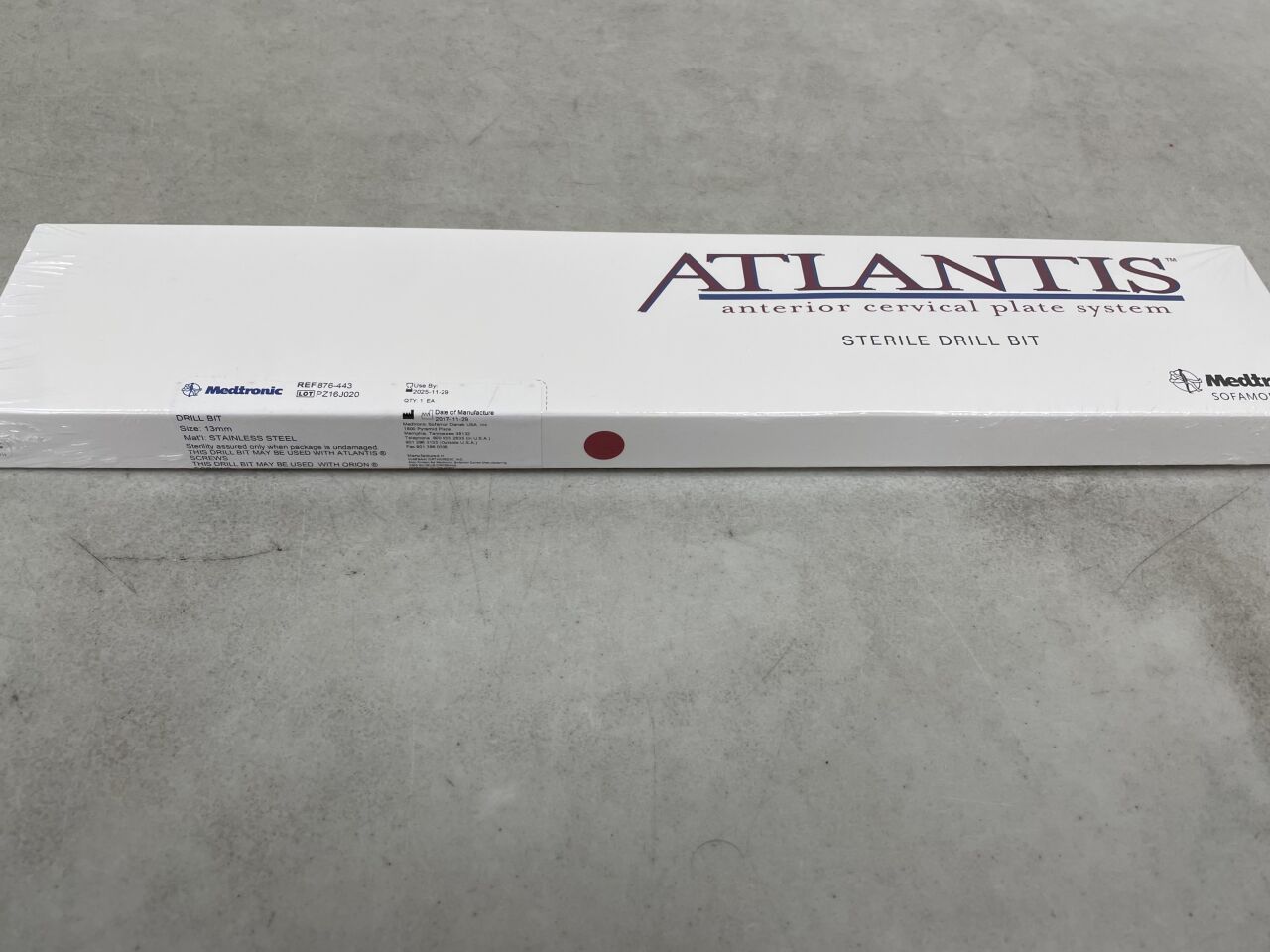 876-443 - MEDTRONIC - Atlantis Drill Bit 13mm Tri-Flat, (BX/1) - ( Expiry Date: 2025-11-29 )