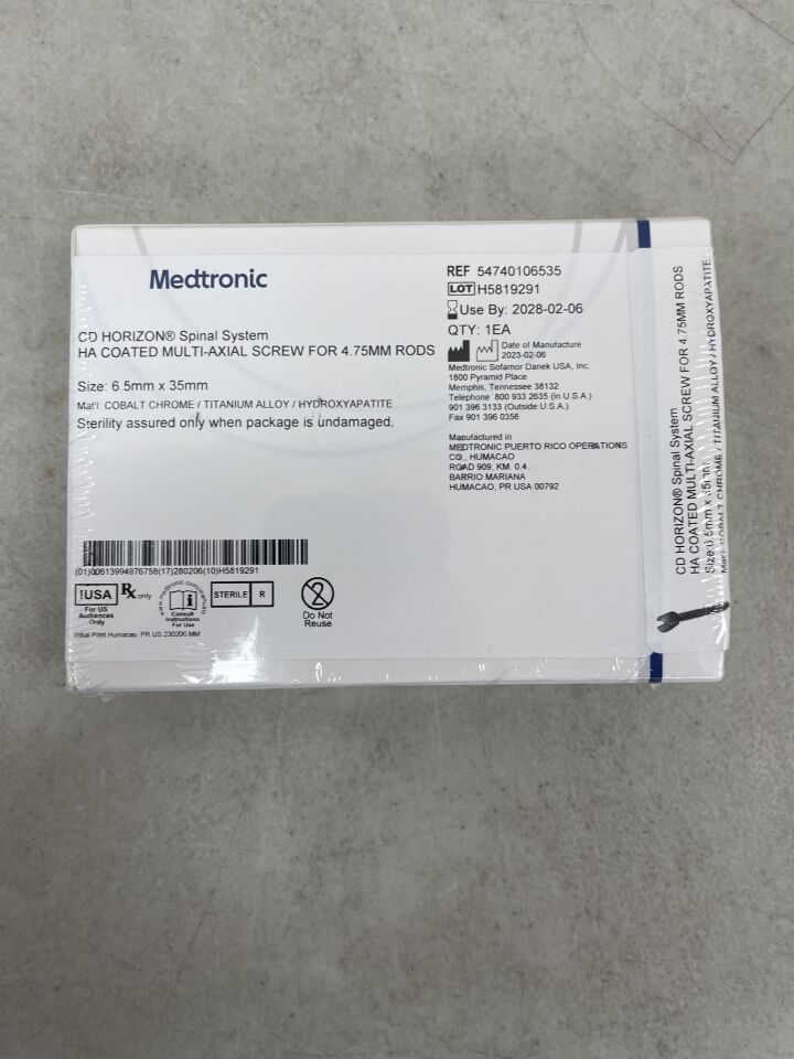 54740106535 - MEDTRONIC - CD HORIZON Hydroxyapatite (HA) Coated Multi-Axial Screw, 6.5 x 35mm, (BX/1) - ( Expiry Date: 2028-02-06 )