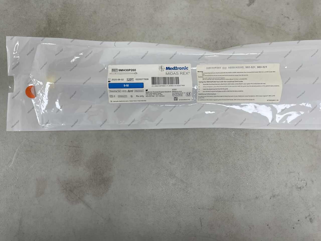 9MH30P260 - MEDTRONIC - Midas Rex LEGEND 9CM 3MM MH +260MM, (EA) - ( Expiry Date: 2025-06-02 )