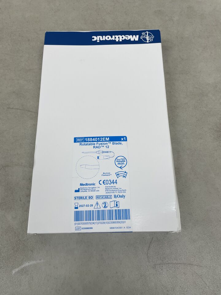 1884012EM - MEDTRONIC - 4.0mm RAD 12 Curved Rotatable Blade with Automated EM Tracking, (BX/1) - ( Expiry Date: 2027-02-28 )