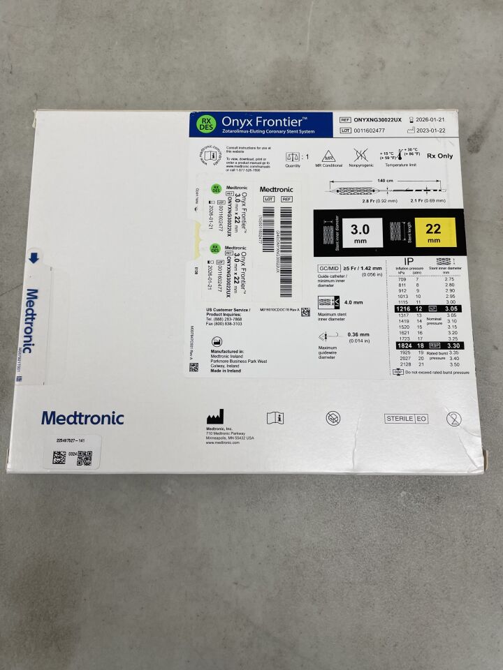 ONYXNG30022UX - MEDTRONIC - Onyx Frontier Zotarolimus-Eluting Coronary Stent System - RX - 3.0mm x 22mm, (BX/1) - ( Expiry Date: 2026-01-21 )