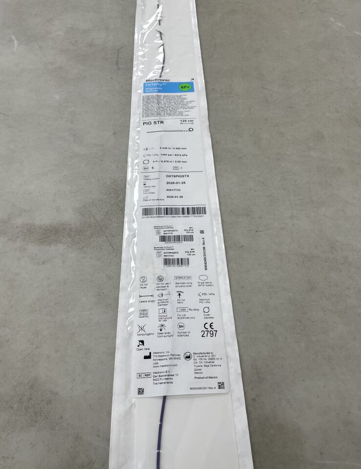 DXT6PIGSTX - MEDTRONIC - DxTerity Diagnostic Catheter - PIG STR - 6Fr x .038" x 125cm, (EA) - ( Expiry Date: 2028-01-25 )