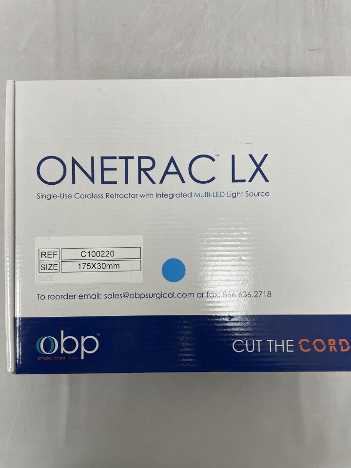 C100220 - OBP - Onetrac Single-Use Cordless Lighted Retractor w/Integrated MultiLED Light Source 175mm x 30mm, (BX/1) - ( Expiry Date: 2025-12-23 )