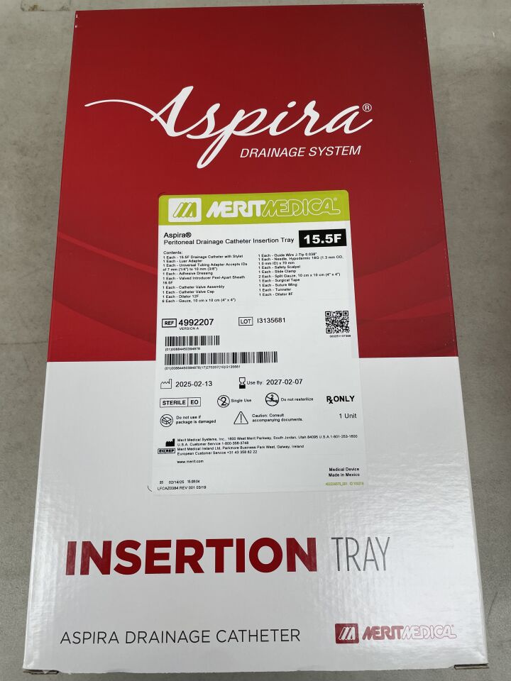 4992207 - MERIT MEDICAL - Aspira Peritoneal Drainage Catheter Insertion Tray ONLY, (BX/1) - ( Expiry Date: 2027-02-07 )