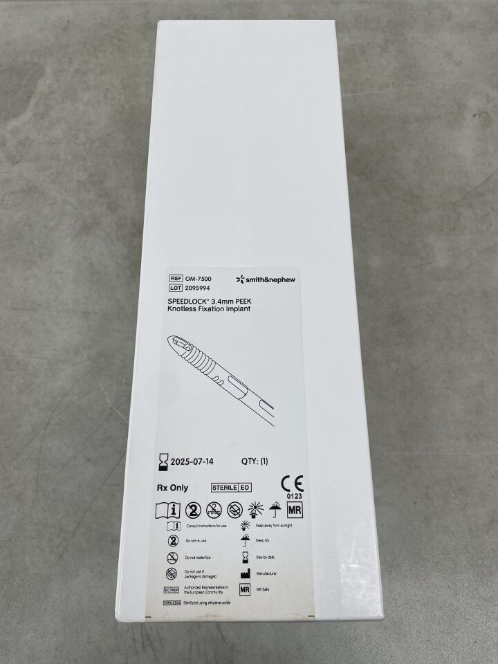 OM-7500 - SMITH & NEPHEW - SpeedLock 3.4mm PEEK Knotless Implant, (BX/1) - ( Expiry Date: 2025-07-14 )
