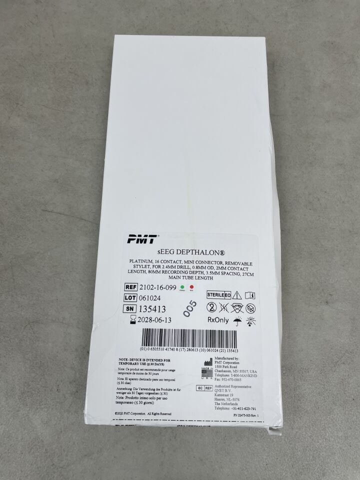 2102-16-099 - PMT - sEEG, PLATINUM, 16 CONTACT, MINI CONNECTOR, REMOVABLE STYLET, FOR 2.4MM DRILL, (BX/1) - ( Expiry Date: 2028-06-13 )