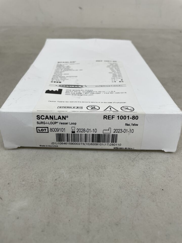 1001-80 - SCANLAN - Scanlan SURG-I-LOOP silicone loops - Yellow Maxi, 2.5x1.02 mm, 16"/40 cm long, (BX/10) - ( Expiry Date: 2028-01-10 )