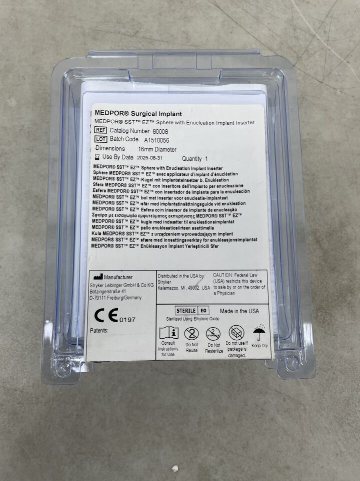 80008 - STRYKER - Medpor Smooth Surface Tunnel (SST-EZ) Sphere 16mm, (EA) - ( Expiry Date: 2025-08-31 )
