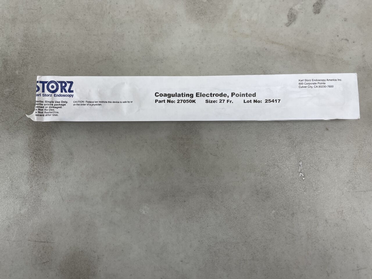 27050K - STORZ - 27F Coagulating Electrode, Pointed, (EA) - ( Expiry Date: 2099-12-31 )