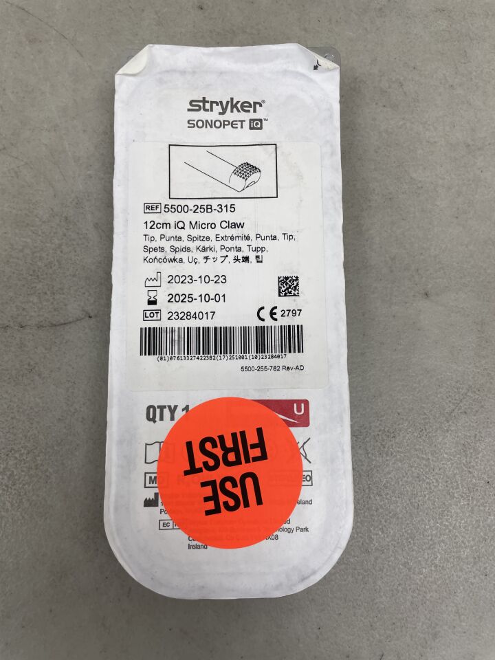 5500-25B-315 - STRYKER - Sonopet iQ Micro Claw Bone Cutting Tips, 12 cm Length, (EA) - ( Expiry Date: 2025-10-01 )