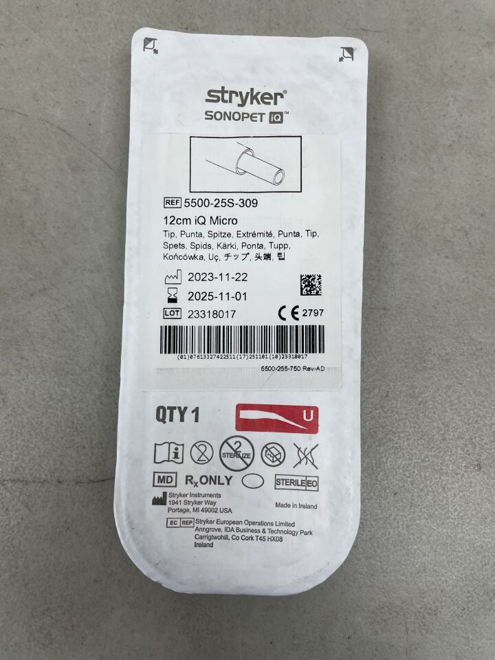 5500-25S-309 - STRYKER - Sonopet iQ Micro Soft Tissue Tips, 12 cm Length, (EA) - ( Expiry Date: 2025-11-01 )