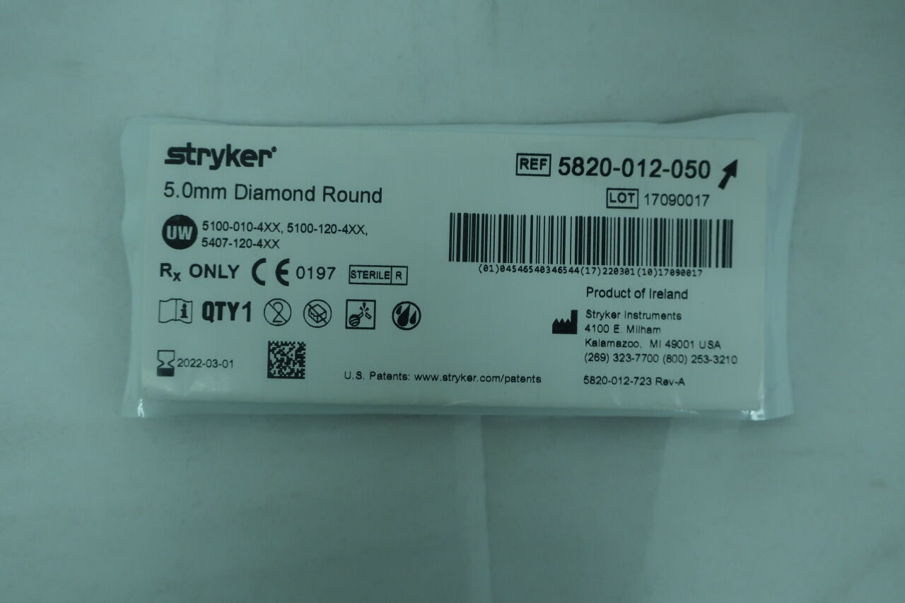5820-012-050 - STRYKER - Elite Round Diamond Burr, 5 mm Head Diameter, (EA) - ( Expiry Date: 2026-01-01 )