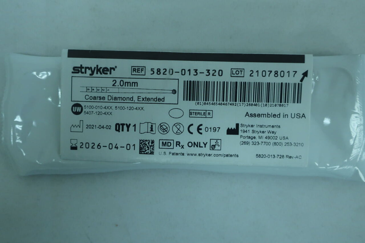 5820-013-320 - STRYKER - Elite Tapered Round Diamond Coarse Burr, 2 mm Head Diameter, (EA)