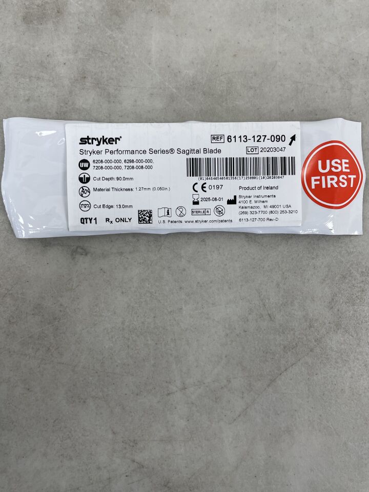 6113-127-090 - STRYKER - Performance Series Sagittal Blade, 90mm cut depth, 1.27 mm Thickness, 13mm cut edge, (EA) - ( Expiry Date: 2025-08-01 )
