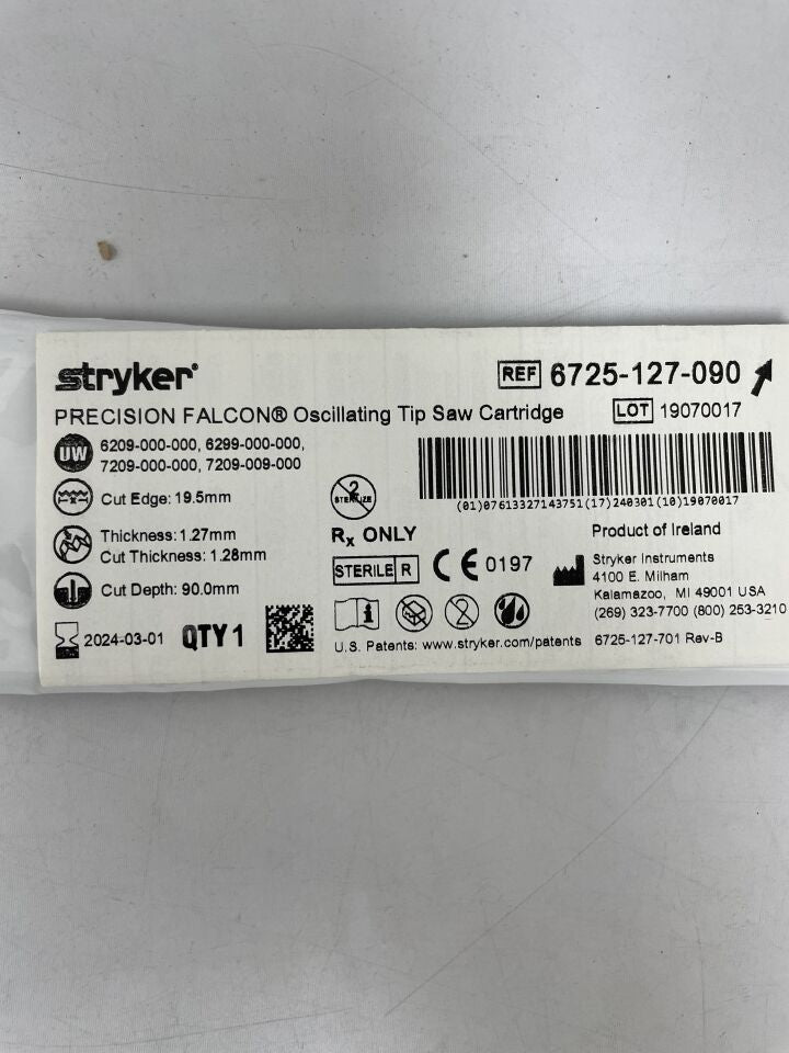 6725-127-090 - STRYKER - Precision Falcon 90mm Oscillating Tip Saw Cartridge, (EA) - ( Expiry Date: 2025-11-01 )