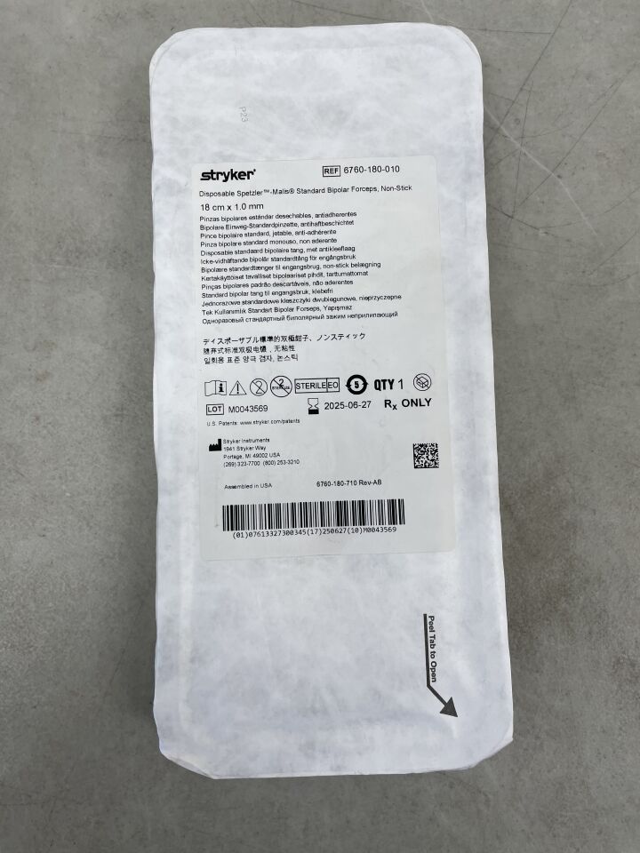 6760-180-010 - STRYKER - Spetzler-Malis Standard 7" Bipolar Forceps, 1.0mm, (EA) - ( Expiry Date: 2025-06-27 )