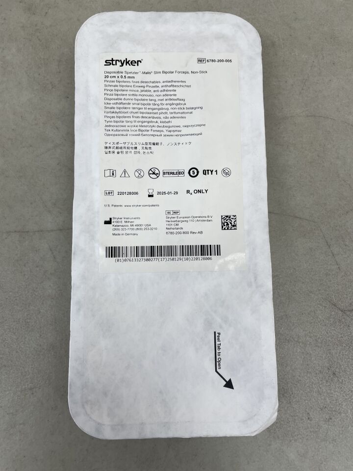 6780-200-005 - STRYKER - Spetzler-Malis Slim 8" Bipolar Forceps, 0.5mm, (EA) - ( Expiry Date: 2025-01-29 )