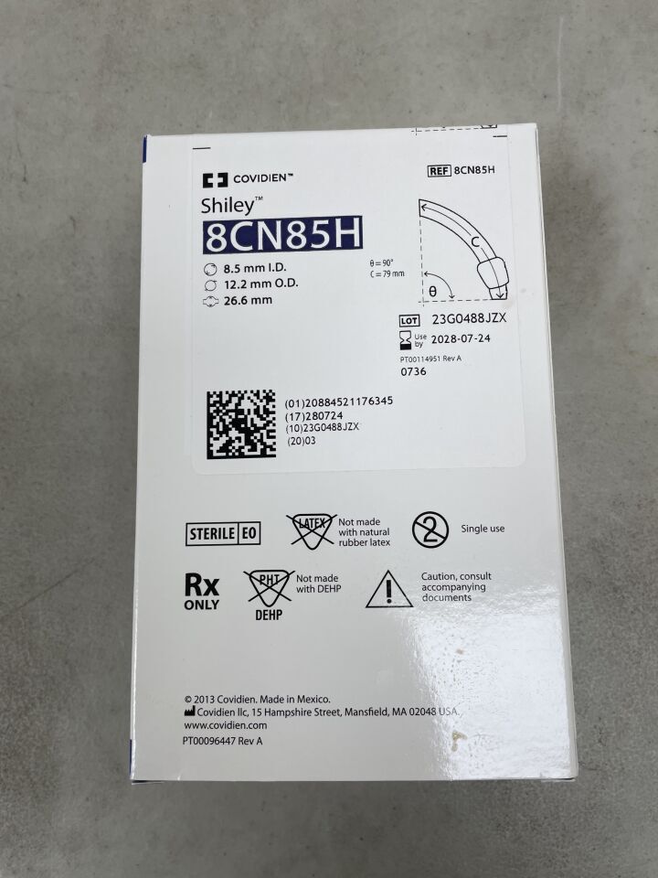 8CN85H - COVIDIEN - Shiley Flexible Tracheostomy Tube w/TaperGuard Cuff, DIC 8.5mm, (BX/1) - ( Expiry Date: 2028-07-24 )