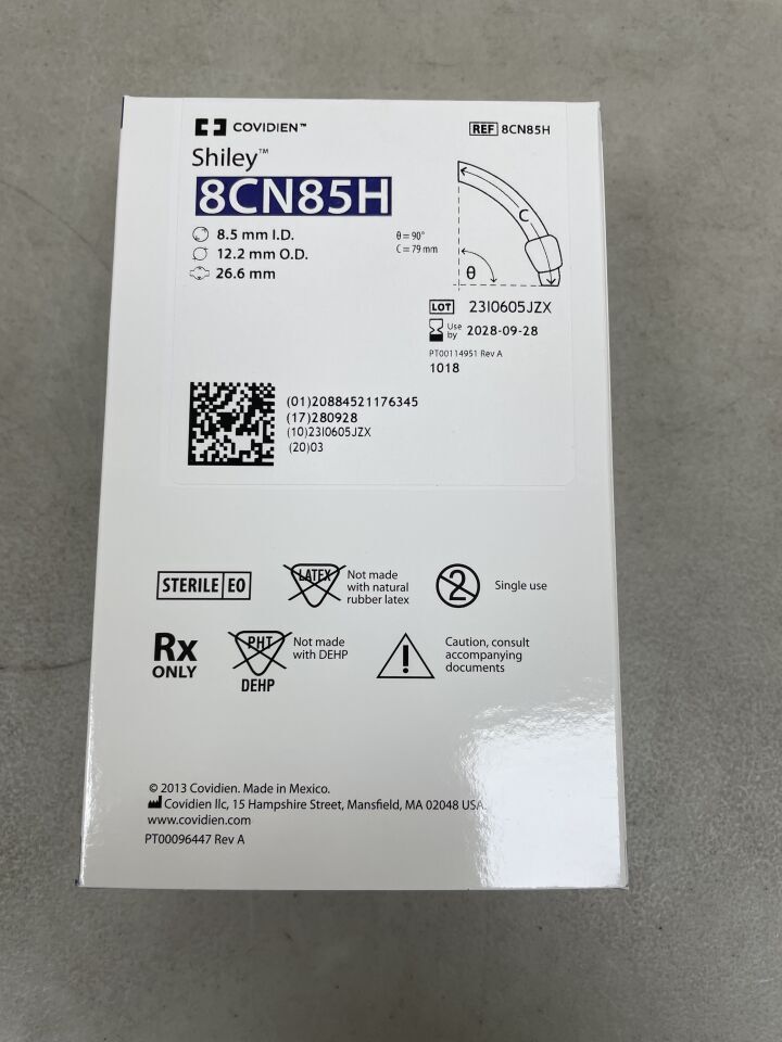 8CN85H - COVIDIEN - Shiley Flexible Tracheostomy Tube w/TaperGuard Cuff, DIC 8.5mm, (BX/1) - ( Expiry Date: 2028-09-28 )