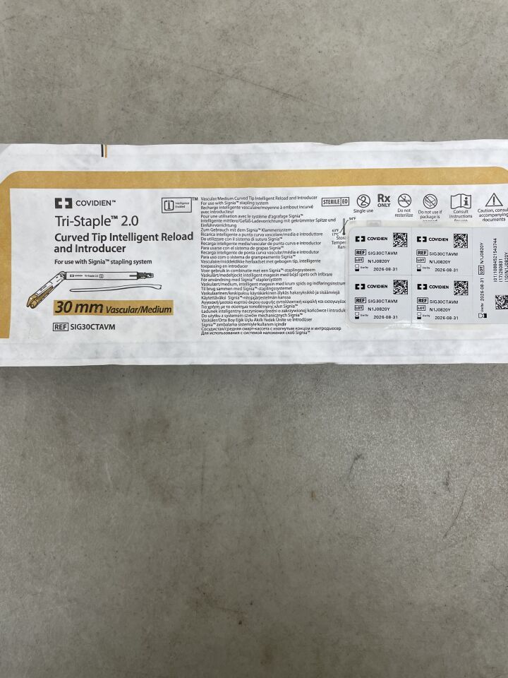 SIG30CTAVM - COVIDIEN - Signia Tri-Staple 2.0 Curved Tip Intelligent Reload & Introducer, 30mm Vascular/Medium, (EA) - ( Expiry Date: 2026-08-31 )