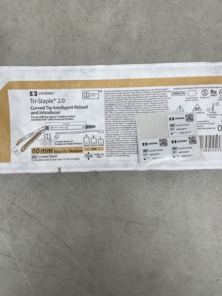SIG60CTAVM - COVIDIEN - Signia Tri-Staple 2.0 Curved Tip Intelligent Reload & Introducer, 60mm Vascular/Medium, (EA) - ( Expiry Date: 2029-03-31 )