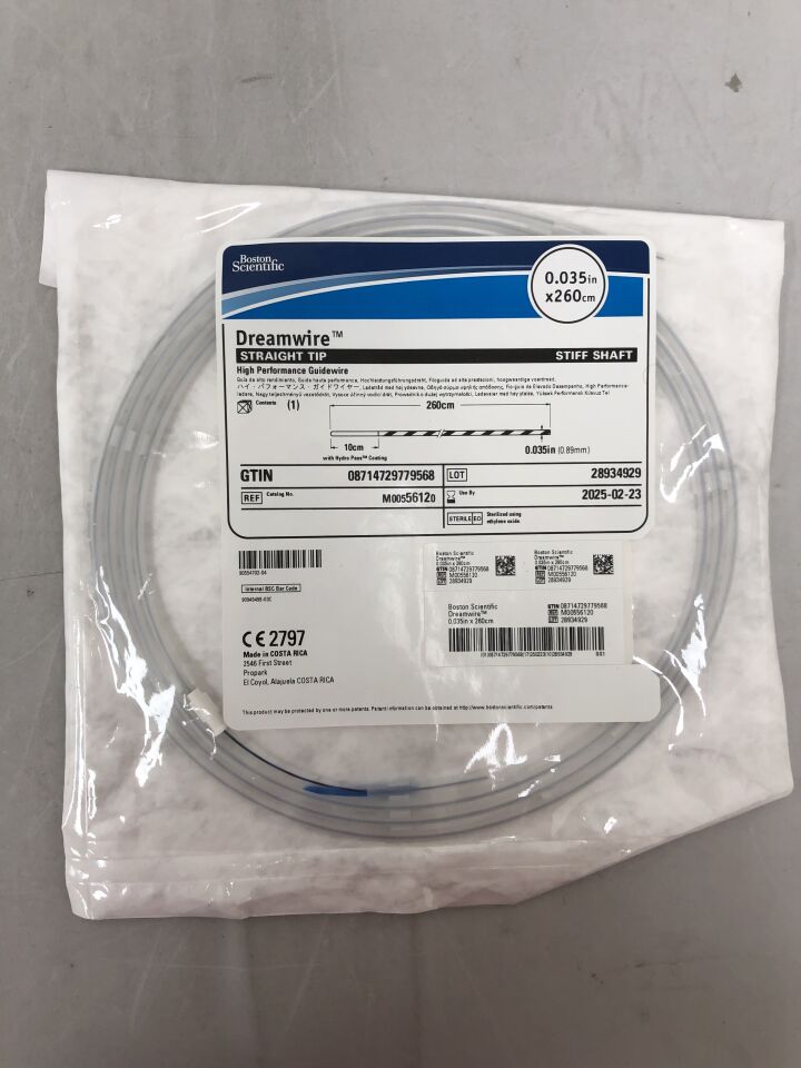 5612 - BOSTON SCIENTIFIC - Dreamwire High Performance Guidewire - Straight Tip, Stiff Shaft - .035'' x 260cm, (EA) - ( Expiry Date: 2026-04-12 )