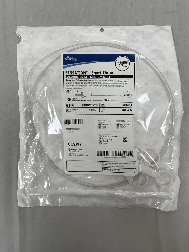 6031 - BOSTON SCIENTIFIC - SENSATION Short Throw Single-Use Polypectomy Snare - Medium Oval, Medium Stiff - 27mm, (EA) - ( Expiry Date: 2025-10-09 )
