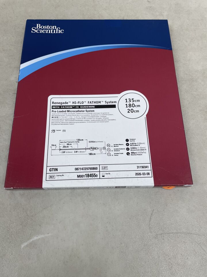 18455 - BOSTON SCIENTIFIC - Renegade HI-FLO Fathom System with Fathom-16 Guidewire - Pre-Loaded Microcatheter - 135cm x 180cm x 20cm, (BX/1) - ( Expiry Date: 2026-03-08 )
