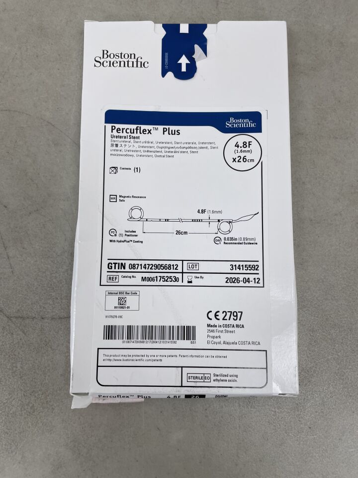 175253 - BOSTON SCIENTIFIC - Percuflex Plus Ureteral Stent, 4.8F x 26cm, (BX/1) - ( Expiry Date: 2026-04-12 )