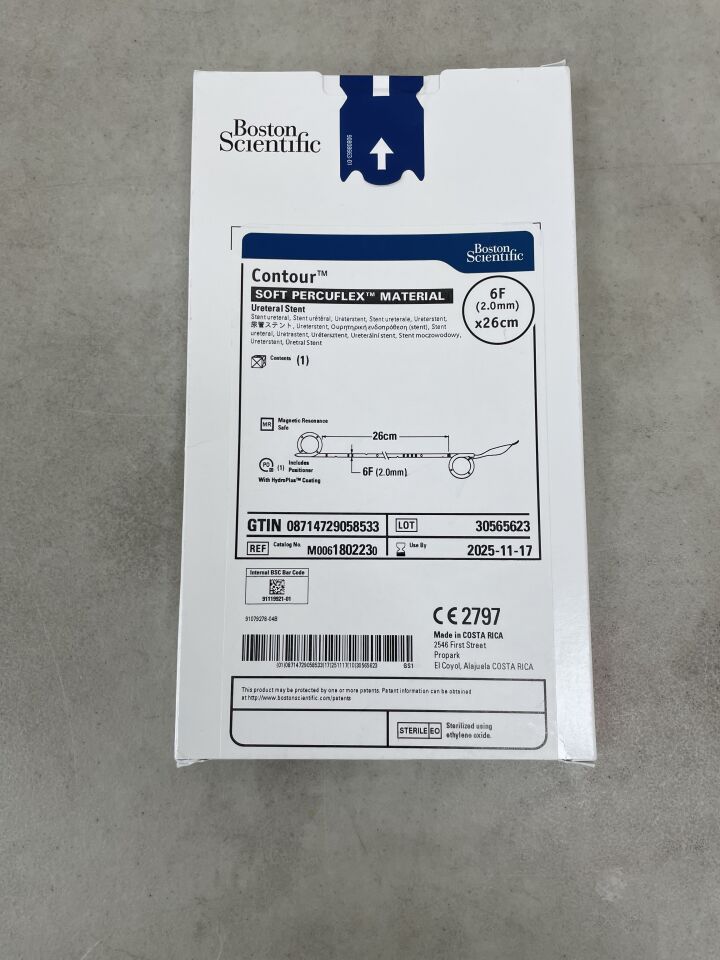 180223 - BOSTON SCIENTIFIC - Contour Ureteral Stent - Soft Percuflex Material - 6Fr x 26cm, (BX/1) - ( Expiry Date: 2025-09-23 )
