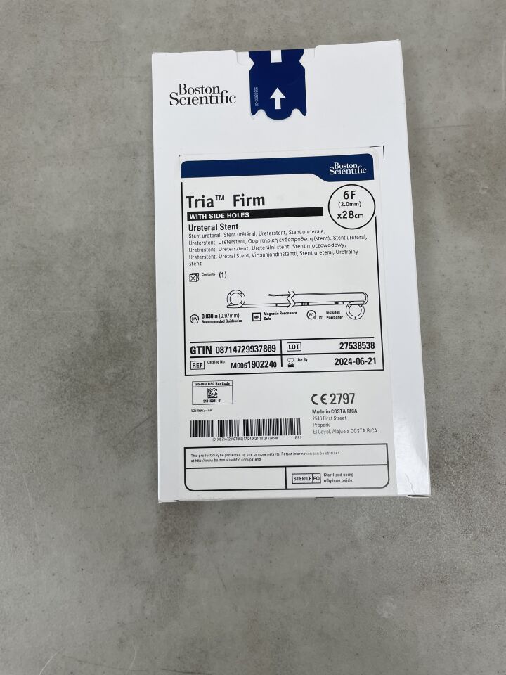 190224 - BOSTON SCIENTIFIC - Tria Firm Ureteral Stent with Side Holes - 6Fr x 28cm, (BX/1) - ( Expiry Date: 2024-06-21 )