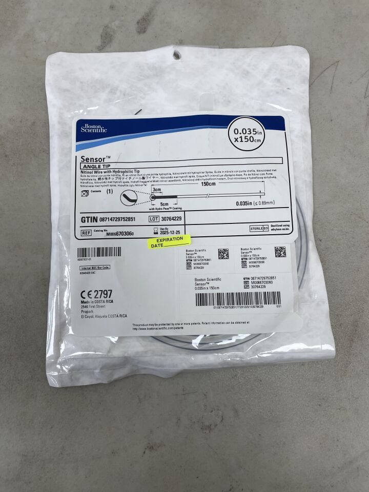 670306 - BOSTON SCIENTIFIC - Sensor PTFE-Nitinol Guidewire with Hydrophilic Angled Tip, 0.35 in. x 150 cm, (EA) - ( Expiry Date: 2025-12-25 )