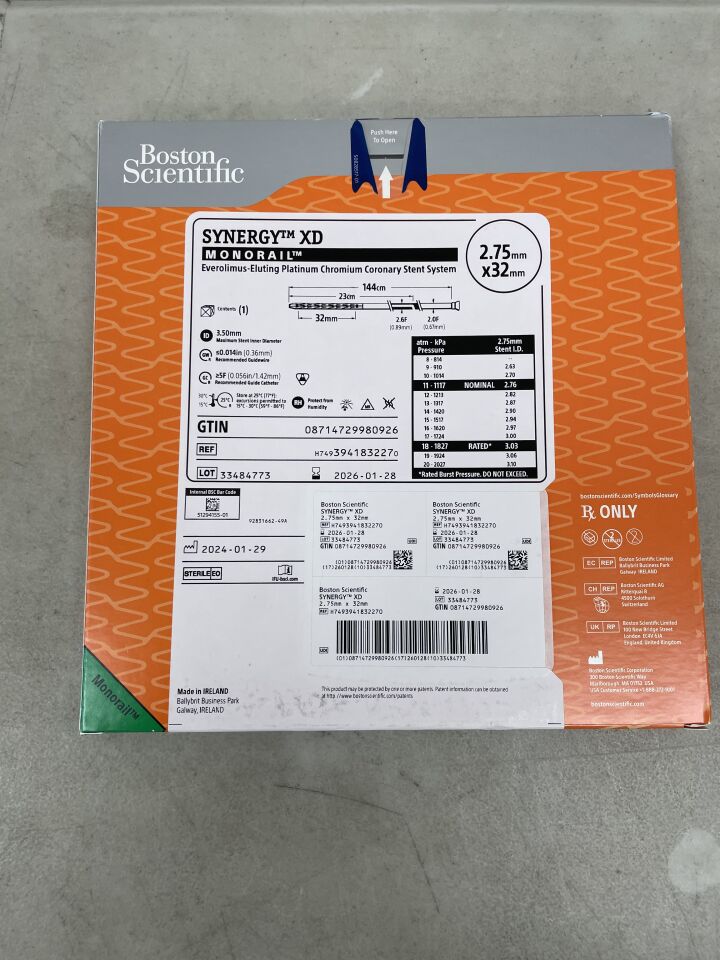 394183227 - BOSTON SCIENTIFIC - SYNERGY XD Everolimus-Eluting Platinum Chromium Coronary Stent System - Monorail - 2.75mm x 32mm, (BX/1) - ( Expiry Date: 2026-01-28 )