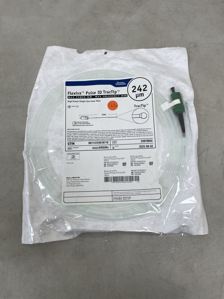 L840696 - BOSTON SCIENTIFIC - Flexiva Pulse ID TracTip High Power Single-Use Laser Fiber - 50W x 80HZ - 3.0m x 242µm, (EA) - ( Expiry Date: 2025-08-02 )